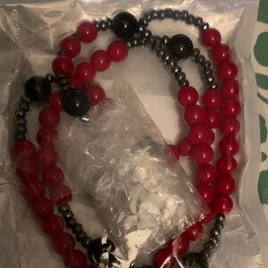 Elegant Red and Black Beaded Necklace